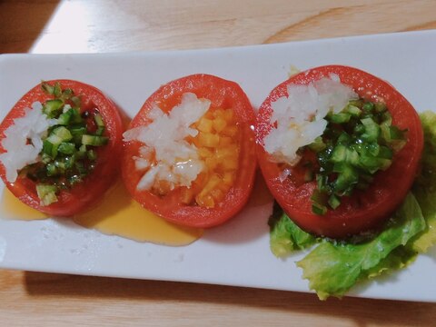 おもてなしやおつまみにも♪簡単トマトサラダ